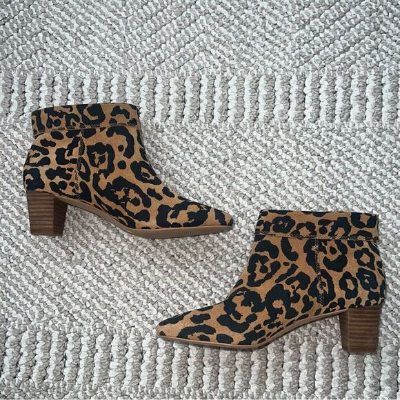 Lucky Brand Zaprika Suede Cheetah Pointed Toe Booties - Sz 6.5 - Picture 6 of 16